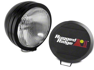 Rugged Ridge 5-Inch Round HID Off-Road Fog Light with Black Steel Housing; Single (Universal; Some Adaptation May Be Required)