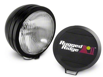 Rugged Ridge 5-Inch Round HID Off-Road Fog Light with Black Steel Housing; Single (Universal; Some Adaptation May Be Required)