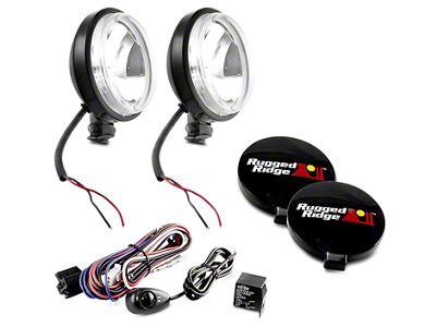 Rugged Ridge 6-Inch Slim Halogen Fog Lights; Black; Set of Two (Universal; Some Adaptation May Be Required)