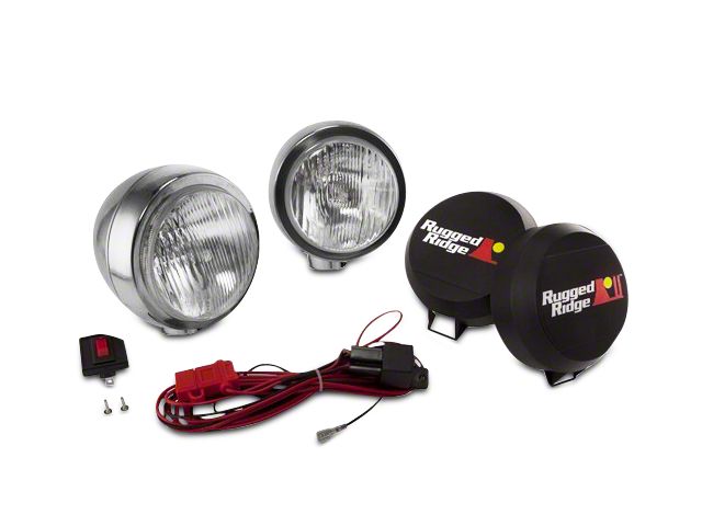 Rugged Ridge 6-Inch Round HID Off-Road Fog Lights with Stainless Steel Housings; Set of Two (Universal; Some Adaptation May Be Required)