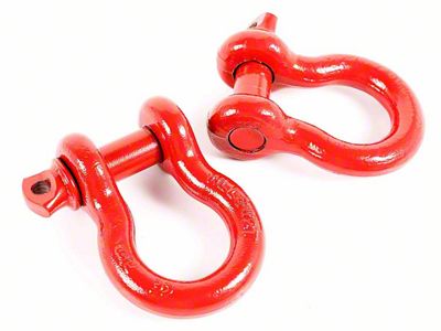 Rugged Ridge 7/8-Inch D-Ring Shackles; Red