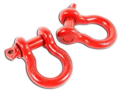 Rugged Ridge 7/8-Inch D-Ring Shackles; Red
