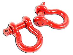 Rugged Ridge 7/8-Inch D-Ring Shackles; Red