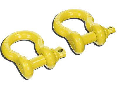 Rugged Ridge 7/8-Inch D-Ring Shackles; Yellow