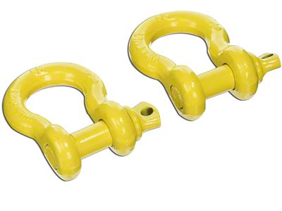 Rugged Ridge 7/8-Inch D-Ring Shackles; Yellow