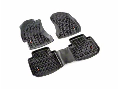 Rugged Ridge All-Terrain Front and Rear Floor Liners; Black (07-14 Silverado 3500 HD Crew Cab)