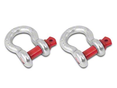 Rugged Ridge 5/8-Inch D-Ring Shackles; Silver