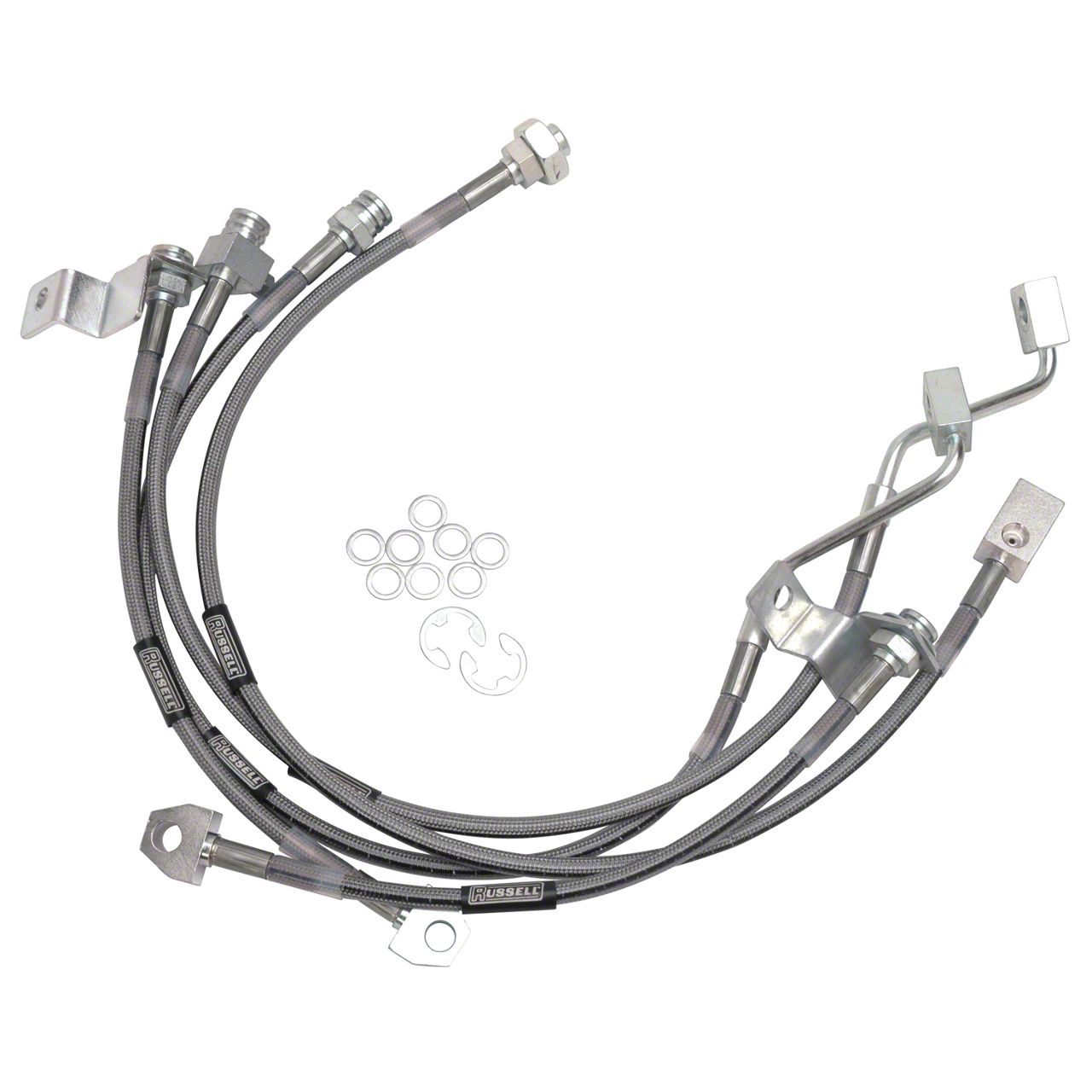 thumbnail image 2 of Russell 28-Inch Universal Braided Stainless Steel Brake Line - R58102S, Street Legal, Chrome Ends, Made In USA 2 of 13