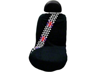 Seat Towel with Checkered Flag Design; Black (Universal; Some Adaptation May Be Required)