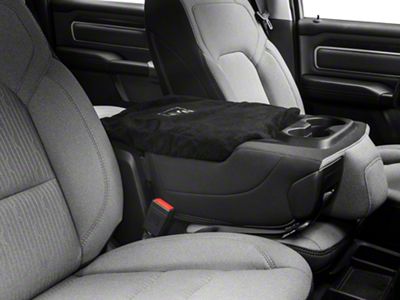 Center Console Cover with RAM Logo; Black with Silver Logo (03-24 RAM 2500 w/ Bench Seat)