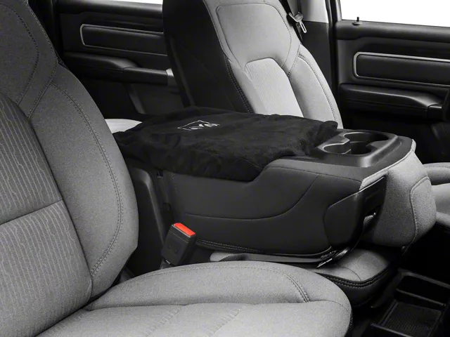 Center Console Cover with RAM Logo; Black with Silver Logo (03-24 RAM 3500 w/ Bench Seat)