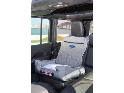 PetBed2Go Seat Cover with Ford Logo; Gray (Universal; Some Adaptation May Be Required)