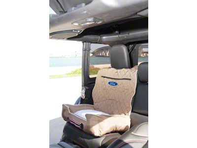 PetBed2Go Seat Cover with Ford Logo; Tan (Universal; Some Adaptation May Be Required)