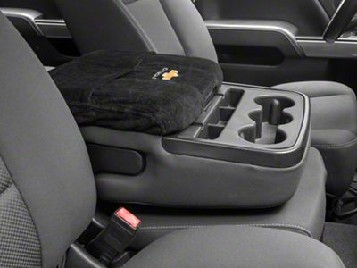 Center Console Cover with Chevrolet Bowtie Logo; Black (14-18 Silverado 1500 w/ Bucket Seats)