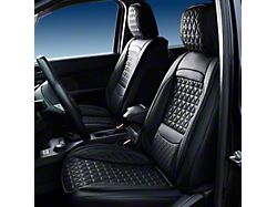 Seat Cover Solutions Luxury Eco-Leather Front and Rear Seat Covers; All Black (15-26 F-150 SuperCab, SuperCrew w/ Cloth Bucket Seats)