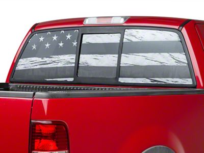 SEC10 Perforated Distressed Flag Rear Window Decal (87-11 Dakota)