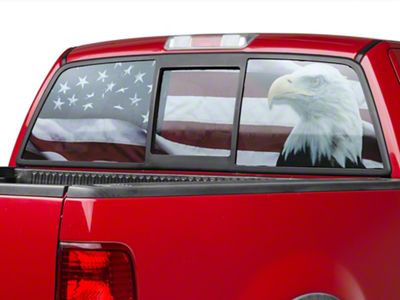 SEC10 Perforated Flag and Eagle Rear Window Decal (87-11 Dakota)