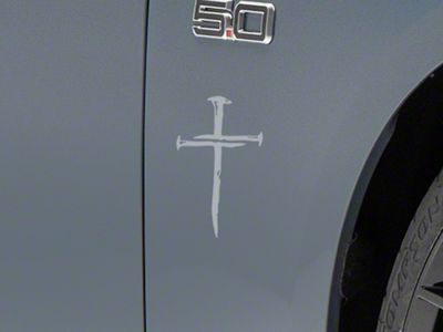 SEC10 Cross of Nails Decal; Silver (Universal; Some Adaptation May Be Required)