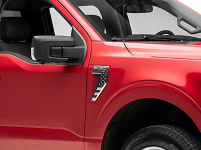 SEC10 Fender Grille Decal; Matte Black and White Flag (21-25 F-150, Excluding Raptor)