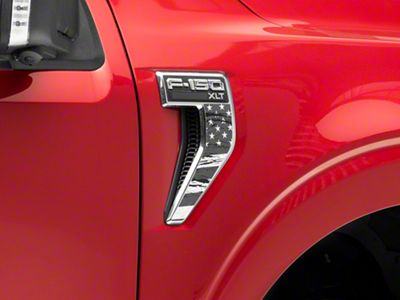 SEC10 Fender Grille Decal; Distressed Flag (21-25 F-150, Excluding Raptor)