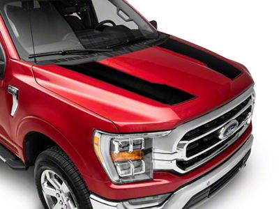 SEC10 Hood Stripes; Gloss Black (21-24 F-150, Excluding Raptor)