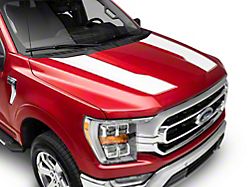 SEC10 Hood Stripes; White (21-23 F-150, Excluding Raptor)