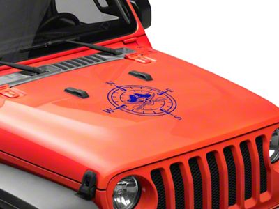 SEC10 Pirate Compass Hood Decal; Red (Universal; Some Adaptation May Be Required)