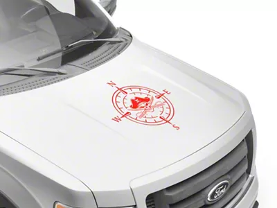 SEC10 Pirate Compass Hood Decal; Red (Universal; Some Adaptation May Be Required)