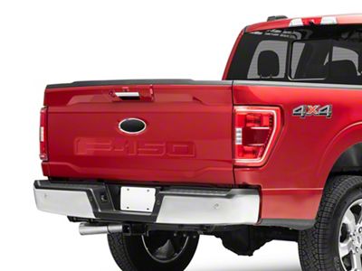 SEC10 Rear Logo Cover; Matte Black (21-24 F-150 w/o Tailgate Applique)