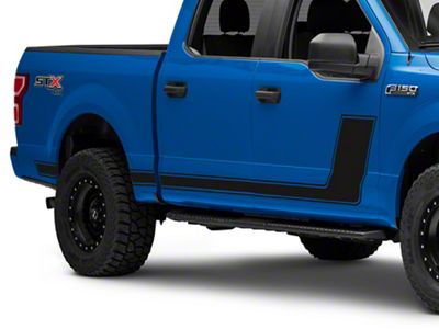 SEC10 Side Stripes with 1-Piece Pinstripe; Gloss Black (97-24 F-150)