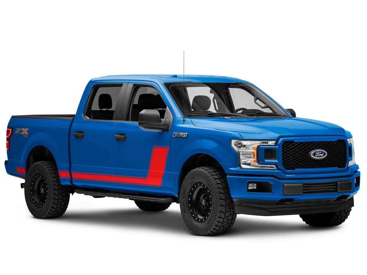 SEC10 F-150 Side Stripes with 1-Piece Pinstripe; Red T557854 (97