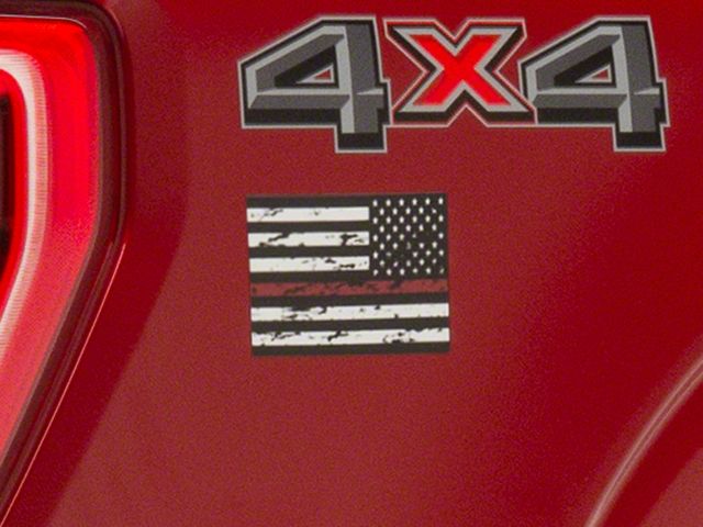 SEC10 Small Distressed Flag Decals; Red Line (Universal; Some Adaptation May Be Required)