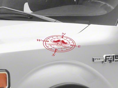 SEC10 Small Pirate Compass Decals; Red (Universal; Some Adaptation May Be Required)