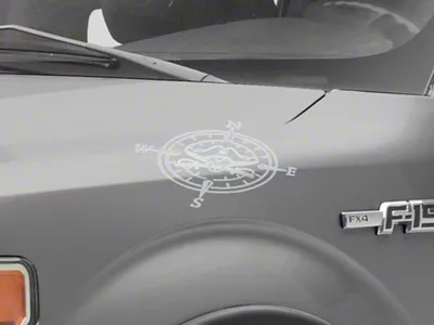 SEC10 Small Pirate Compass Decals; Silver (Universal; Some Adaptation May Be Required)