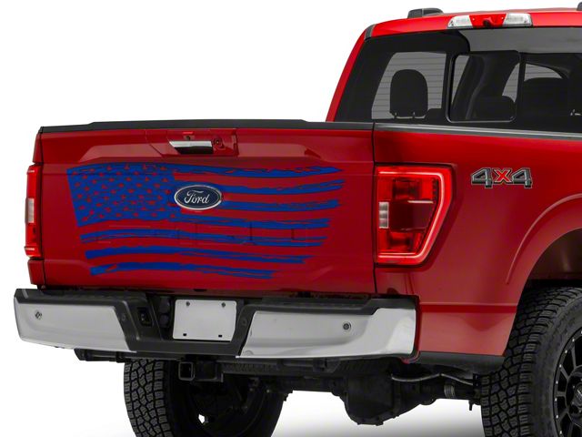 SEC10 Tailgate Flag Distressed Wave Decal; Blue (Universal; Some Adaptation May Be Required)