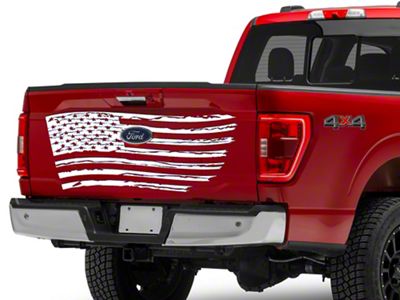 SEC10 Tailgate Flag Distressed Wave Decal; White (Universal; Some Adaptation May Be Required)