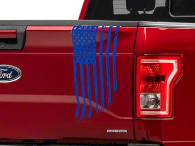 SEC10 Vertical Tailgate Distressed Flag Decal; Blue (97-25 F-150)
