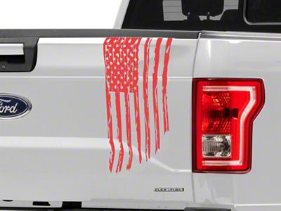 SEC10 Vertical Tailgate Distressed Flag Decal; Red (97-24 F-150)