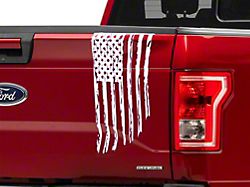 SEC10 Vertical Tailgate Distressed Flag Decal; White (97-25 F-150)