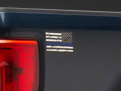 SEC10 Small Distressed Flag Decals; Blue Line (Universal; Some Adaptation May Be Required)