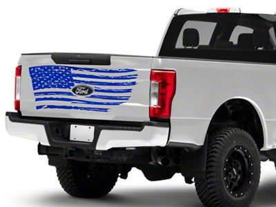 SEC10 Tailgate Flag Distressed Wave Decal; Blue (Universal; Some Adaptation May Be Required)