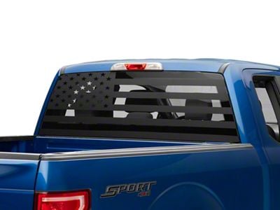 SEC10 Full Window American Flag Decal; Matte Black (11-24 F-350 Super Duty)