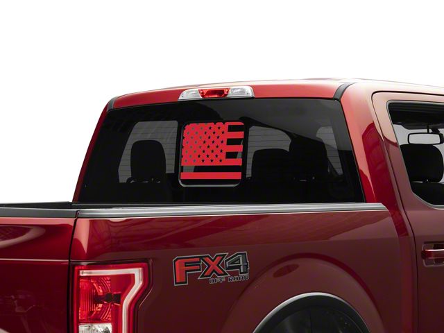 SEC10 Middle Window American Flag Decal; Red (11-24 F-350 Super Duty)