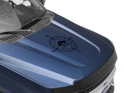 SEC10 Pirate Compass Hood Decal; Gloss Black (Universal; Some Adaptation May Be Required)