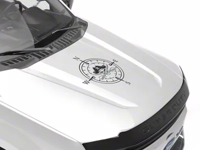 SEC10 Pirate Compass Hood Decal; Matte Black (Universal; Some Adaptation May Be Required)