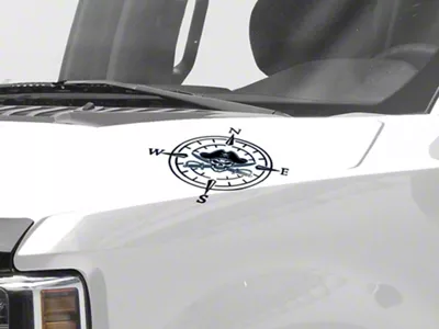 SEC10 Small Pirate Compass Decals; Matte Black (Universal; Some Adaptation May Be Required)