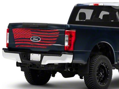 SEC10 Tailgate Flag Distressed Wave Decal; Red (Universal; Some Adaptation May Be Required)