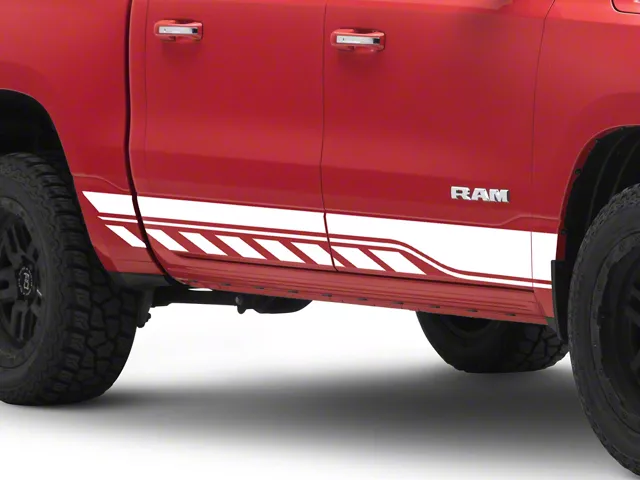 Universal Rocker Stripes SEC10 RAM 1500 Dash and Striped Rocker Stripes; White T601747 ...