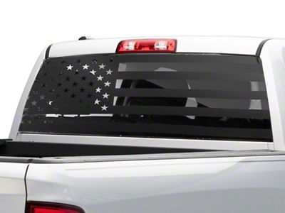 SEC10 Full Window American Flag Decal; Matte Black (94-25 RAM 1500)