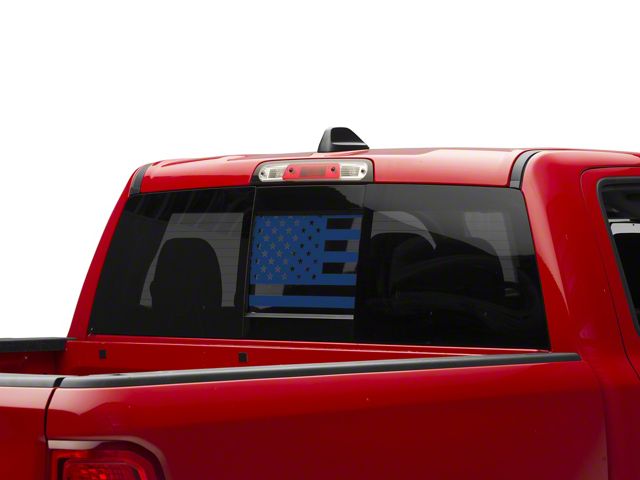 SEC10 Middle Window American Flag Decal; Blue (02-24 RAM 1500)